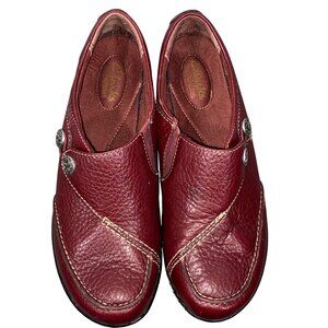 Clarks Bendables Womens Burgundy Leather Slip-On comfort Shoes Size 7